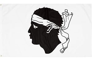 PHENO FLAGS Drapeau de la Corse - Drapeau corse 90x150 cm avec des œillets en laiton - Drapeau résistant aux intempéries pour fixation sur mât - 100 % polyester
