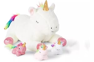 DELUXE PAWS Snugy Babies 5 w 1 pluszowe zabawki z 4 dziećmi w brzuchu (Snugy Jednorożec)