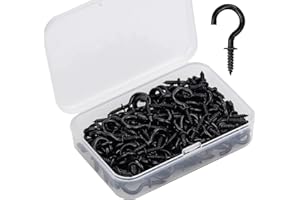 ETELIAR 120 Stück Schraubhaken Schwarz, Cup Haken Deckenhaken aus Metall Einschraubhaken aus Nickelplatte Becherhaken zum Aufhängen von Pflanzen, Bechern