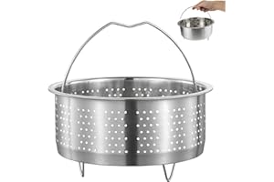 FEADBYT Piroscafo in Acciaio Inox, Cestello per Cottura a Vapore, Inserto per Cottura a Vapore, Inserto per Pentole con Manico, Diametro Interno 17,5 cm, per Pentole, Casseruole