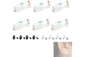 BDSHUNBF pistolet do przekłuwania uszu, bezbolesny pistolet do przekłuwania uszu, jednorazowy, bezpieczny zestaw narzędzi do piercingu z ćwiekami do uszu dla kobiet, dziewcząt, mężczyzn, chłopców, 6 szt