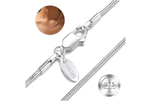 LOLIAS Argent Sterling 925 Collier pour Femmes Serpent Chaînes Argent 1,5 MM Longue Chaîne Argent Collier Ras du Cou pour Femmes Hommes Bijoux Brillants Cadeaux 40/45/50/55/60/65CM