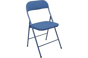 Harbour Housewares Fabric Padded Folding Chair - Blue - Cushioned Foldable Chair with Metal Frame Fabric Upholstered Seat Folding Seats Indoor for Home, Dining, Office