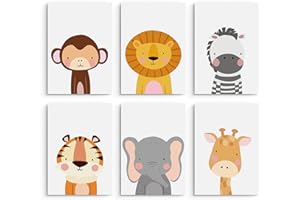 Hambient Laminas Decorativas Infantiles para Cuadros Habitacion Bebe, Niño, Niña - Decoracion Pared Dormitorio Juvenil - 6 Posters 30x40 cm SIN Marco (Animales Safari Africa)
