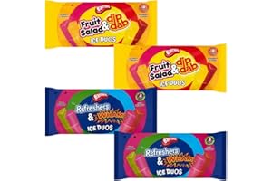 CREDO GIFTS Freezer Pops Bundle With Barratt Fruit Salad & Dip Dabs Ice Duos 640ml x2 & Barratt Refreshers & Wham Ice Duos 640ml x2 (4 Pack)