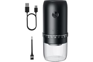 CEVING Moulin à café portable alimenté par batterie avec 40 réglages réglables et capacité de 35 g, moulin à café rechargeable de 1800 mAh avec fraise conique en céramique, pour voyage, camping, bureau,