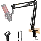 MAONO Mic Arm Mic stand: Adjustable Metal Suspension Mic Boom Arm for Podcast Gaming Streaming Recording,with Desk Clamp and 
