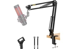MAONO Brazo Micrófono, Ajustable suspensión micrófono, para podcastin, juegos, streaming y grabaciones, con abrazadera de mesa y adaptador de 3/8" a 5/8", Negro BA20