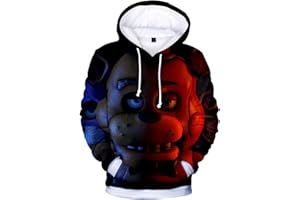 ANJINGUANG FNAF Felpa con cappuccio per bambini Adulti 3D stampato Five Nights at Fre-ddy Hoodies Nightmare Fre-ddy Costume Pullover Felpa per Ragazzi Ragazze 100-150cm