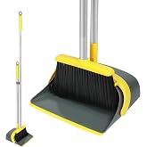 Dirty Fox 54" Long Handle Dustpan and Broom Set - Perfect Dustpan and Brush Combo for Efficient Household Cleaning (Yellow &amp;