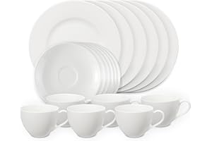 ‎LIKE. BY VILLEROY & BOCH vivo by Villeroy & Boch Group – Basic White, zestaw do kawy, 18-częściowy, maksymalnie dla 6 osób, Porcelana Premium, biały