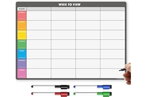 THE MAGNET SHOP TMS A4 Magnetic Weekly Planner Whiteboard for Fridge | Dry Wipe Meal Planner, Calendar or Memo Board | Plan Family or Business Tasks | Dry Erase to Do List Magnet | with 4 Dry Erase Pens [30 x 21cm]