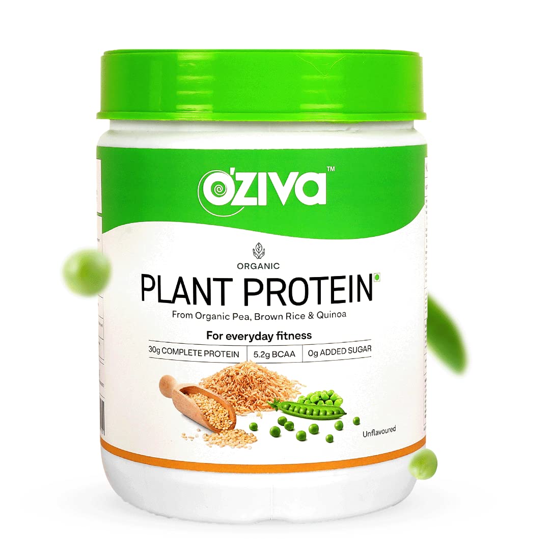 OZiva Organic Plant Protein for Everyday Fitness | 30g Protein - Pea Isolate || Complete Plant Protein Powder | No Added Suga
