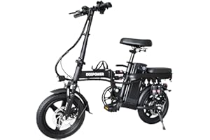 DEEPOWER Bicicletta elettrica pieghevole, bici elettrica, batteria 48 V 10/17,5 Ah rimovibile, motore da 250 W, freni a disco doppi, bici da città per adulti Adoles