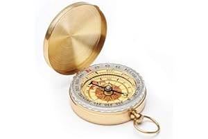WeddHuis Bussola per Navigazione, Impermeabile, Funzione Luminosa, Vintage, Tascabile, Guscio in Rame Puro, per Campeggio, Orientamento, Escursionismo, Marcia