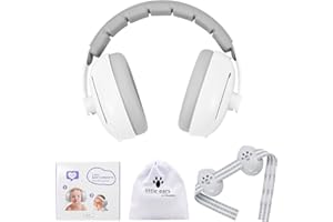 YAZOMA 2-in-1 Baby Ear Defenders 0-18 Months - Infant Baby Noise Cancelling Headphones for Sleep Travel Essentials - CE UKCA Certified - White