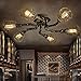 Produktbild BAYCHEER Deckleuchte Industrielampe 6 Lampenfassung 65cm Retro Kupfer Semi Flush Deckenlampe Kronleuchte Pendellampe (6 Lampen)