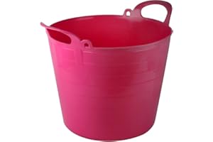 THE CHEMICAL HUT Pink 26L Flexi Tub Trug Bucket for Builders, Storage, Gardens, Horses - Comes With TCH Anti-Bacterial Pen!