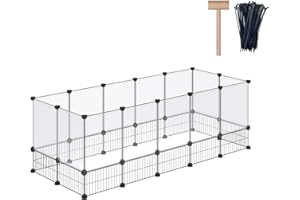 DINMO Kaninchen-Laufstall, Meerschweinchenkäfige, Hamsterkäfige, Design mit Netzboden aus Eisen für Kleintiere, Hasen, Frettchen, Igel, Heimwerker, erweitert, tragbar, Übungszaun, 156 x 65 x 57 cm