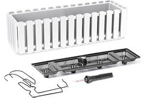 KAGM Blumenkasten Balkonkasten Pflanzkasten Latten-Optik/Landhausoptik mit Halterung Wasserspeicher / 58cm Weiß