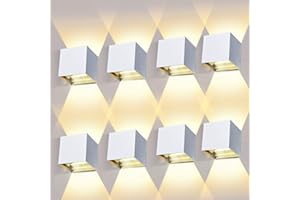 ledmo 8 Piezas Aplique de Pared Interior 12W Aplique Exterior Pared 3000K Blanco cálido Ángulo de haz Ajustable Blanco Apliques Pared Led IP65 Impermeable