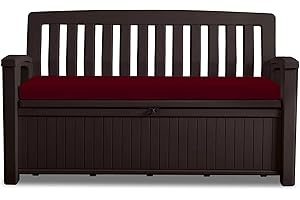 GO4DEMAND Waterproof Garden Bench Cushion 128x50x5cm Outdoor Bench, Eden & Storage Bench Seat Pad Only Extra Thick Swing Bench Patio Furniture Pads Durable & Easy to Clean Removable Cover (Burgundy)