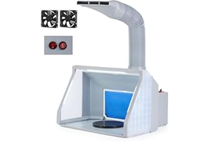 ‎CO-Z CO-Z Airbrush Kabine Absauganlage 4m³/min Klappbare Lackierkabine Zweistufenschalter, Doppellüfter mit LED-Leuchten 19cm Drehteller Spritzkabine 1,7m Entlüftungsschlauch für Modellbau Lackierarbeiten