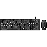 Ant MASTER10 Full Size Wired Keyboard and Mouse Combo, 104 Keys, 6 Anti-Ghosting, Membrane Switch, 3D Optical Mouse, 1200 DPI, USB Plug & Play, for Wi