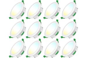 ‎JAENMSA Jaenmsa Led Spots 230V, Einbaustrahler Led, 7W 65-75mm EinbauØ，IP44, Dimmbar，Deckenspots Flach Warmweiß 3000K Neutralweiß 4000K Kaltweiß 6500K für Badezimmer, Küche, Wohnzimmer,12er Set