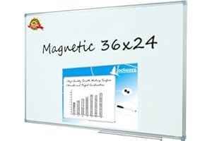 ‎LOCKWAYS Lockways Whiteboard - Magnetisch Stabiler Tafel - praktische Weißtafel 60 x 90 cm, silbrig Metall Rahmen für Schule, Wohnung und Büro