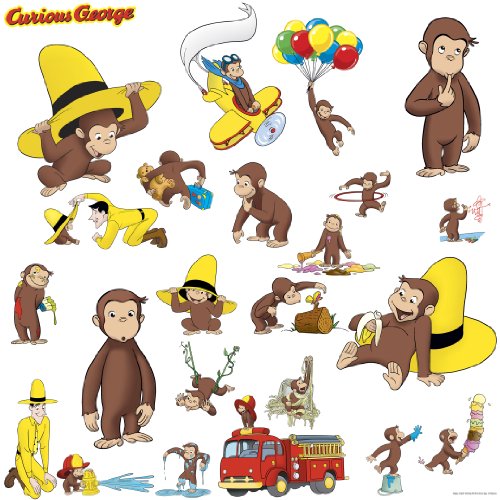 RoomMates Children's Repositonable Wall Stickers, Curious George