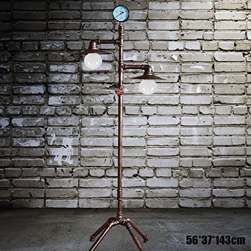 LSFF Floor lamp bedroom European retro wrought iron floor lamp living room study vertical pipe lamp Energy-saving and durable