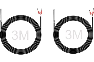 ENOPYO PT1000 Lot de 2 capteurs de température numériques étanches 3 m avec sonde en acier inoxydable étanche et câble en silicone jusqu'à 200 °C Compatible avec Raspberry Pi