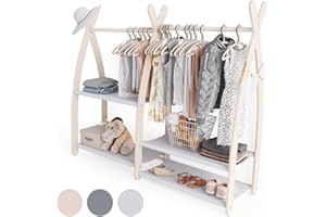 MAMOI® Wieszak na ubrania dla dzieci | Drążek na ubrania | Garderoba dla dzieci | Przechowywanie ubrań | Wieszak do pokoju dla dzieci | 100% ECO | Wyprodukowano w UE