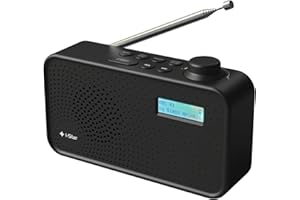 I-STAR DAB Radio Portable, DAB Plus/DAB Radio, FM Radio, Small Radio, Digital Radio Mains Powered or Battery, USB Charging, Clear LCD Display (Black)