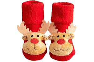 IL MONDO DI NOAH Calze Natalizie Neonato, Calzini Antiscivolo Bambino/Bambina, Unisex, 0-12 Mesi (Renna)