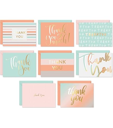 JAM Paper Thank You Card Sets - Card With Gold-Tone Script Anthracite - View #2