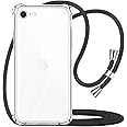 YESPURE Crossbody Case for iPhone SE 2022 2020,Clear Case for iPhone 7,Phone Case for iPhone 8,Transparent TPU Soft Slim Non-Yellowing Shockproof Case with Neck Cord Lanyard Strap - Black