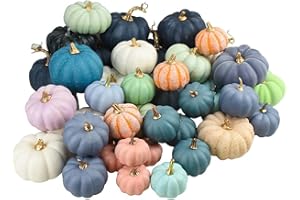 KANGMEILE Pumpkin Decorations, 16Pcs Autumn Artificial Pumpkins Bulk Faux Harvest For Fall Wedding Thanksgiving Decor, Lifelike Pumpkin Fake Mini Foam Pumpkin Simulation Props Party Halloween Home Decor