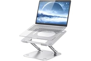 JOIOT Laptop Stand Height Adjustable Laptop Stand Aluminium Ergonomic Laptop Stand Foldable Notebook Stand Ventilated Laptop Holder Desk Compatible with Laptop up to 16 Inch Silver