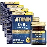 Nutraxin D3K2 120 Tablet - 1000 Iu D3 Vitamini, 25 Mcg K2 Vitamini (4 paketi)