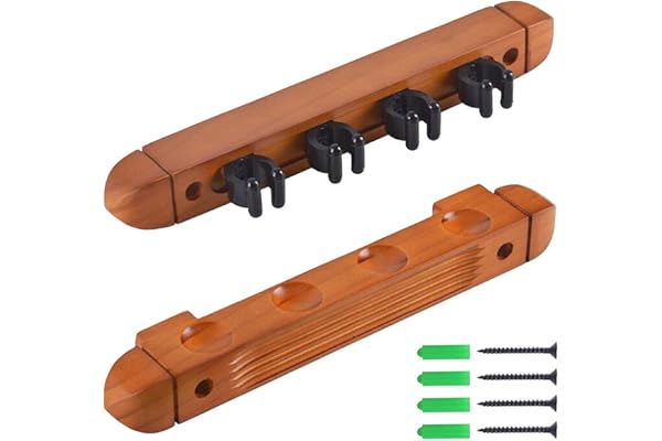 Ronyme Griffe de porte-queue de billard, repose-queue de billard, support de rangement en bois, support mural pour 4 bâtons de billard, support mural avec 4, JAUNE