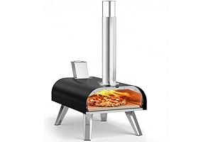 BIG HORN OUTDOORS Pizza Ovens Wood Pellet 12” Pizza Oven Cooking Pizza Maker Portable Pizza Grill (Black)
