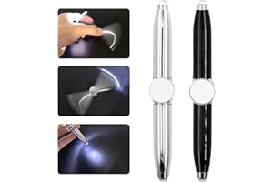 TaimeiMao 2 Stück Fidget Pen Mit Led-Licht Adhs Stift Fidget Stift Spinning Pen Lumino Fidget Spinner Stift Kugelschreiber Mit Licht Geschenkstift Zum Stressabbau Für Kinder Jugendliche Erwachsene