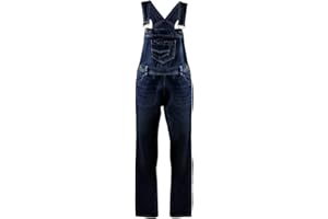 Anna-Kaci Womens Vintage Wash Straight Leg Denim Overalls with Pocket Bib