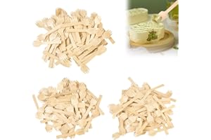 HAOMEEDUO 300 PCS Fourchettes en Bois Fourchettes en Bambou Mini Fourchettes Apéritif Bois Couverts en Bambou Mini Fourchettes Jetables 10.5cm pour Fête, Anniversaire, Camping, Barbecue, Réunion