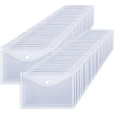 DAJAVE Pack of 60 A5 Plastic Bag A5 Folders Clear Plastic Folders with Popper - Document Envelope with Press Button for Docum