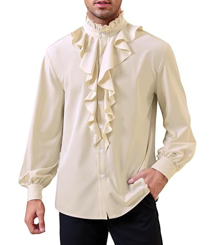 Chemise Homme Style Victorien à Volants - Manches Bouffantes, Look Steampunk Vintage Pour Soirée Ou Déguisement