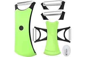 NICEKOOL Pelador Universal de Verduras y Frutas - Patatas, Tomate, Corte Bidireccional, Filo Dentado, Corte Recto, Mango Ergonómico Antideslizante, Verde