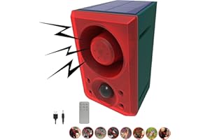 ROYELLE Allarme sensore di movimento solare da esterno - Cane che abbaia e sparo, generatore di rumore forte da 130 dB, 3 modalità di lavoro con luce stroboscopica USB, dì addio agli intrusi